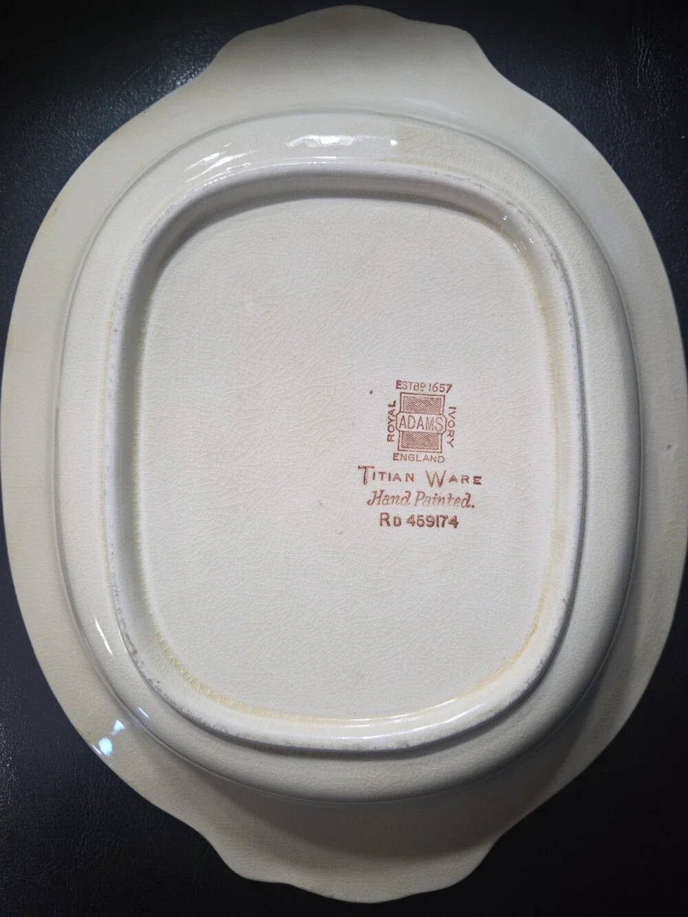 Adams Titian Ware Hand Painted Floral Oval Bowl - Used